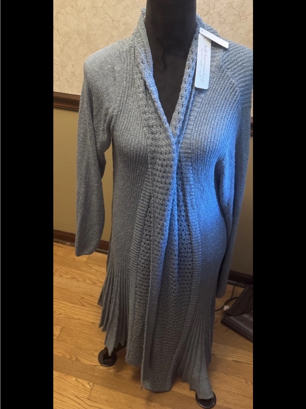 NEW with tags Soft Surroundings, light blue Long Open-Front Knit Cardigan, 1x